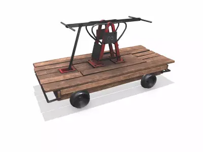 Old Railway Handcar Low-poly PBR Low-poly 3D model
