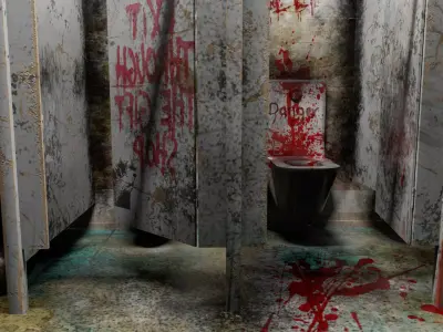 The old public Toilet 2 Low-poly 3D model