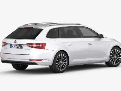 Skoda Superb Kombi 2016 detailed interior 3D model