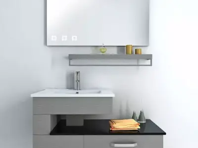 Bathroom modern vanity with sink and mirror Free 3D model