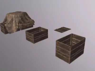 Crate Pack Low-poly 3D model