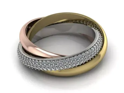 Trinity Ohrringe Ring Brand Jewelry Gold 3D print model