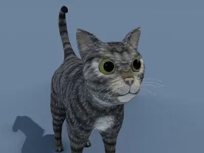 Cartoon Cat Brown Grey Striped 3D Model Low-poly 3D model
