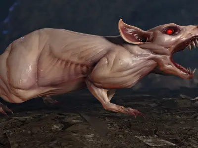 Mutant Rat Low-poly 3D model