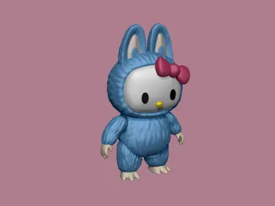 Labubu hello kitty keychain 3D print model