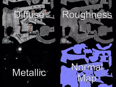 Sleek Metallic Blaster model pack Low-poly 3D model