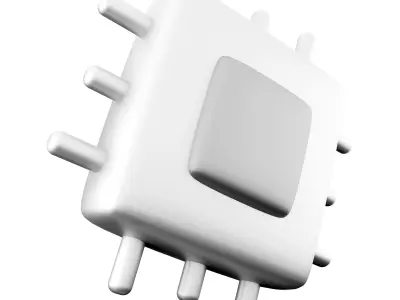3d Microchip line icon 3D model