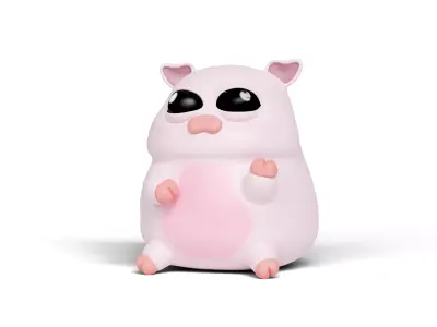 Animated Pink Pig Low-poly 3D model