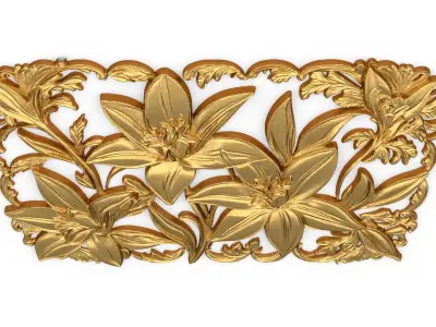 mural flowers decor set wall panel 01 3D model