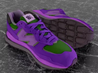 NEW BALANCE 3D SHOES - PURPLE - GREEN Low-poly 3D model