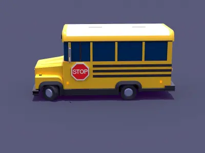 School bus Low-poly 3D model 2