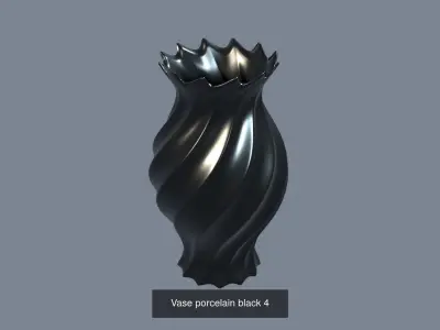 Vases porcelain black and white 3D Model Collection
