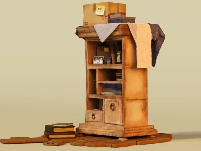 Library - bookshelf 3D model