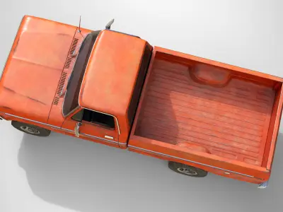 Ford Classic F100 pickup 1976 Old Orange Low-poly 3D model