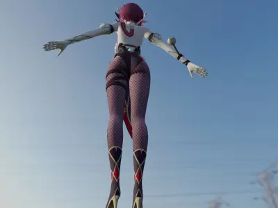 Thicc Genshin impact Rosaria character Low-poly 3D model