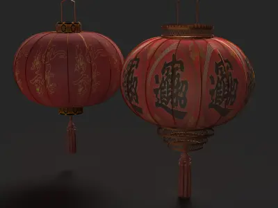 Chinese red lantern 3D  Low-poly 3D model