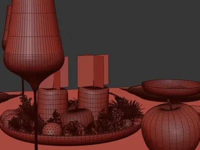 Christmas tableware set 3D model