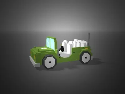 Military vehicle Voxel Low-poly 3D model