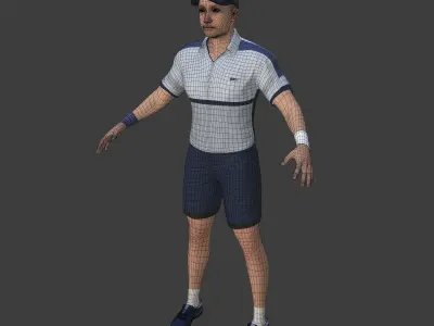 Tennis Player With IK and FK Rig Low-poly 3D model