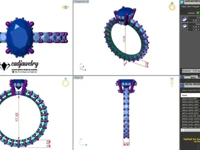 Ring diamond engagement gold 3D print model