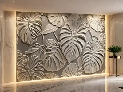 modern panel wall decor set relief stl mural CNC 251 3D model