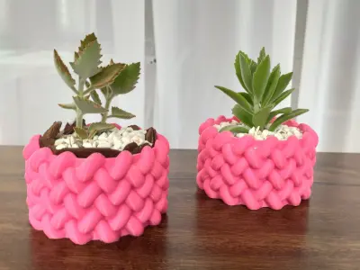 TEXTURED ROPE VASE DECORATIVE PLANT POT 3D print model