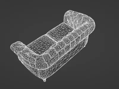 Luxurious Burgundy Chesterfield Sofa 3D Model 3D model