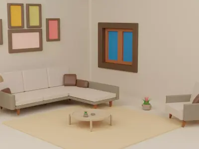 Simple Living Room Design Free 3D model