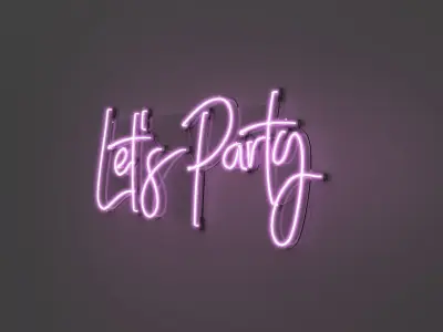 Lets Party - Neon Sign 3D model