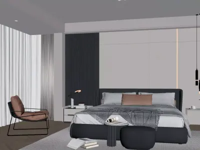 Modern Minimalist Bedroom 3D model