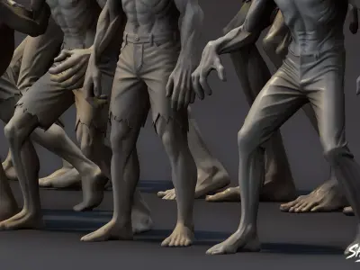 Zombie Statue Pack Low-poly 3D model