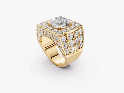 N R014  Elegance men diamond ring  3D print model