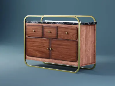 Cabinet Buffet Marbled Unique Design - PBR Low-poly 3D model