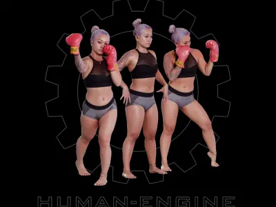 Violet A-pose with Boxing Poses Bundle 3D model