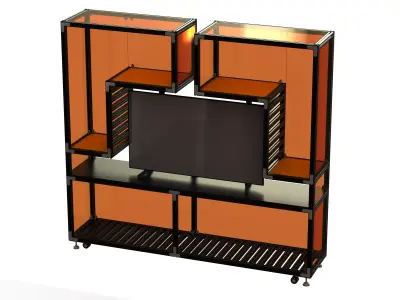 Aluminium Storage with TV Stand 3D model