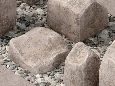 Square stone block pebble fundament n1  3D model