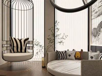 hotel bedroom interior 11 3D model