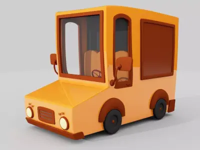 Cartoon Car - Truck - Advertisement Car 3D model