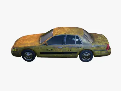 Old Car Taxi Low-poly 3D model