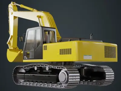 Excavator 1A Low-poly 3D model