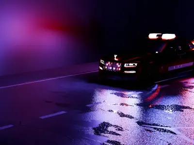 Rolls Royce red painted police car animation and model    3D model