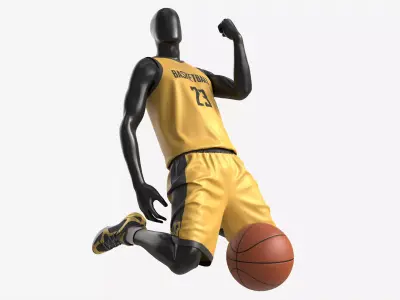 Male Mannequin in Basketball Uniform in Action 03 3D model