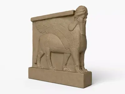 Human-headed winged lion Low-poly 3D model