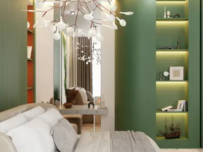 Green Theme Apartment In Native Blend File by Vizfromblender 3D model