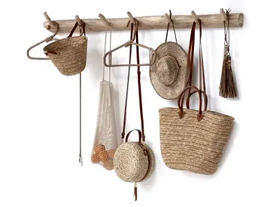 decorative set 001 wall hangers bag hat 3D model