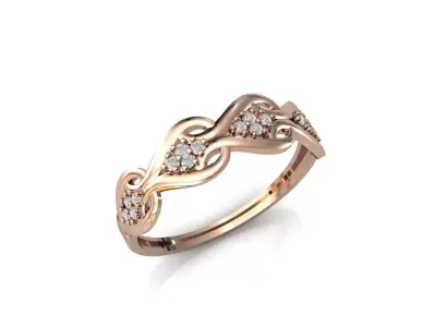 Women Ring Diamond Stone STL 3DM Lightweight Printable 3D print model 24