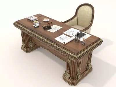 Classic European Style Working Table 4 3D model