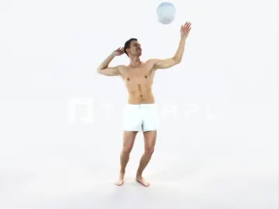 Virtue 04M Beach Serving Sports Man Low-poly 3D model