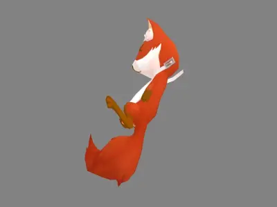 Cartoon fox doll -  hanging decoration Low-poly 3D model