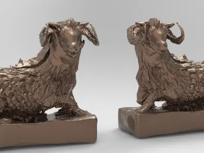 Sheep Statue 2 designs Mirrored 3D model